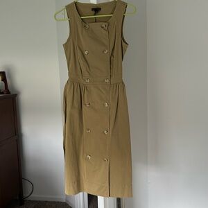 NWT J Crew Garment Dyed Trench Dress Golden Khaki, Size 00